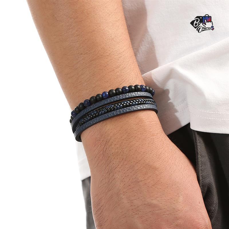 Pulseira Masculina 3 e 4 Voltas Couro Legítimo Bis Ofertas ®